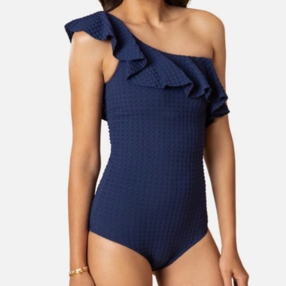 Shoshanna ruffle one shoulder navy swimsuit one piece sz 4